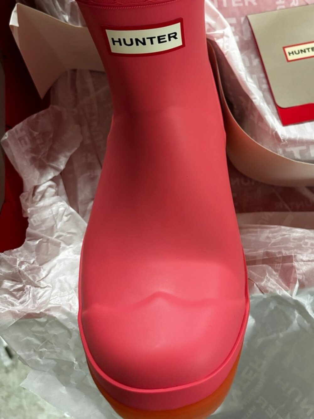 Hunter Women’s Play Short Rain Boots Azalea Pink Size 10 - Picture 3 of 4
